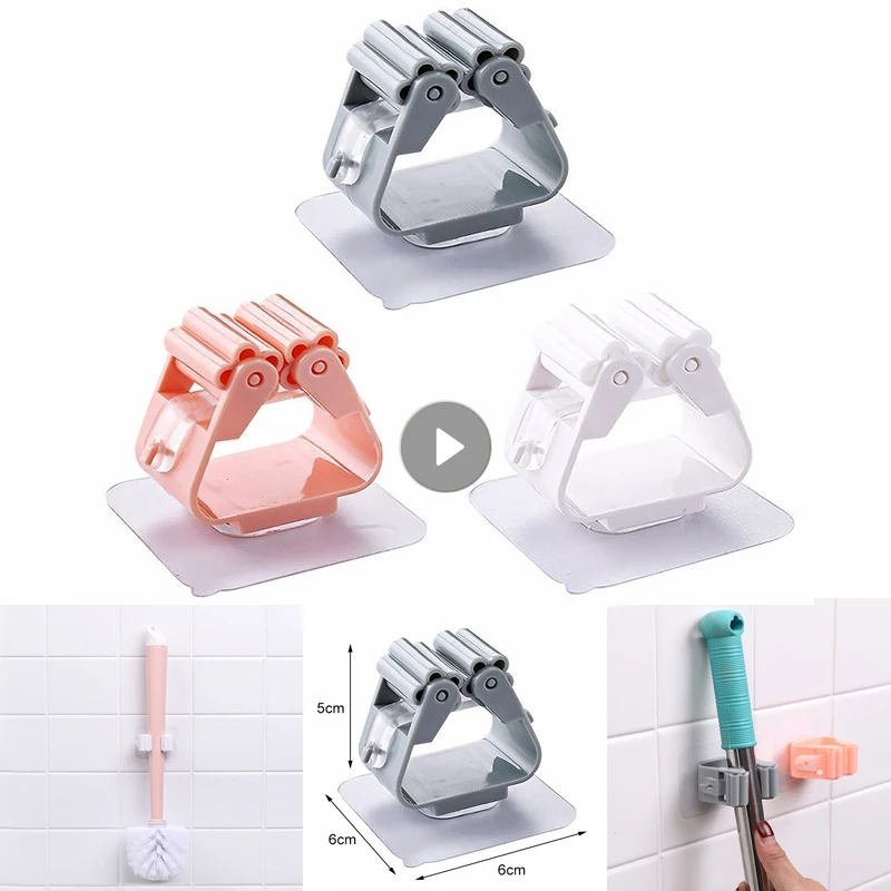 

Зажим для швабры, органайзер для швабры, клейкий многоцелевой настенный крючок, вешалка для щетки и метлы, настенный аксессуар