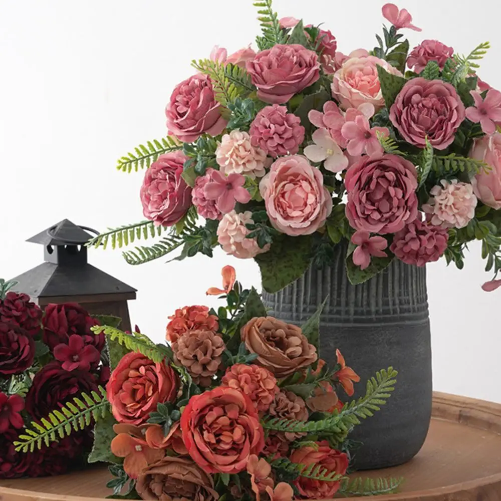 Искусственные Шелковые Цветы-пионы Букет Хризантем На Рождество Свадьбу