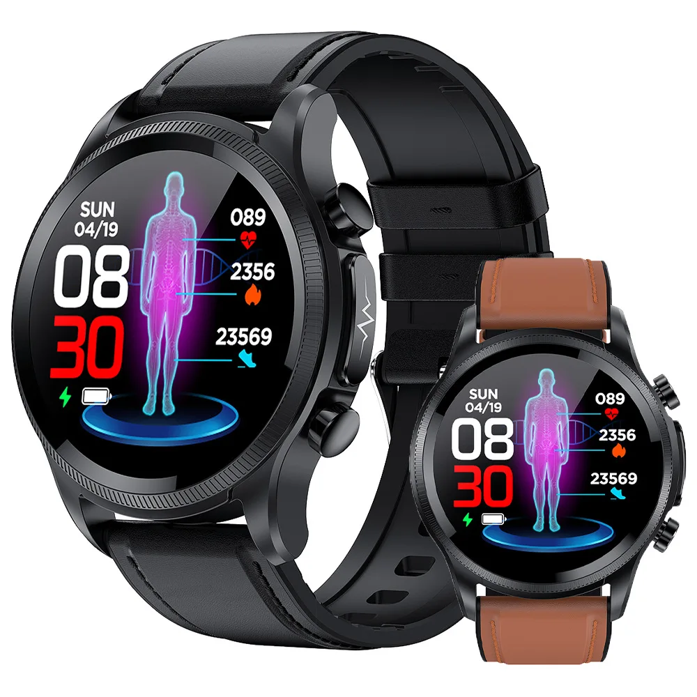 

New Health Smartwatch Real Time Non-invasive Blood Glucose ECG+PPG Temperature Heart Rate Blood Pressure Oximetry ECG Monitoring