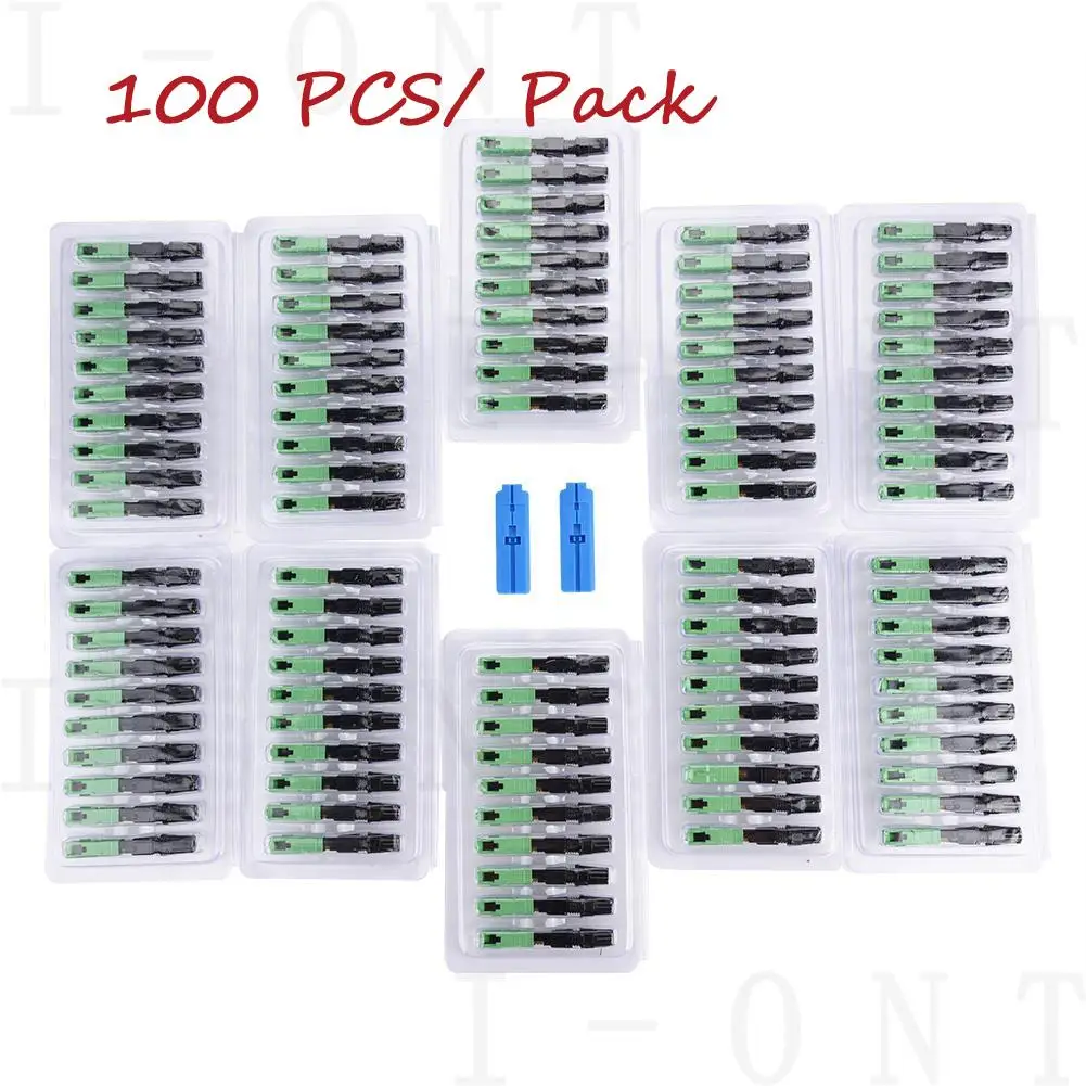 Free Shipping 100/200/300/400PCS FTTH SC APC Single-Mode Fiber Optic Quick Connector FTTH Fiber Optic Fast Connector Connector