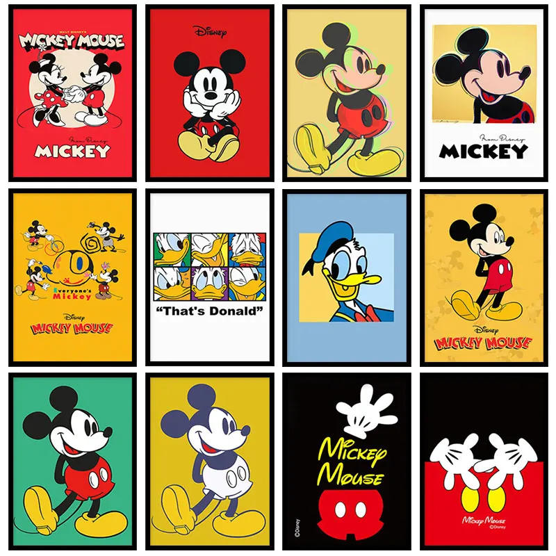 

Disney Mickey Mouse Poster Canvas Painting Art Minnie Picture Mural Room Aesthetic Home Bedroom Decor Lovers and Friends Gifts