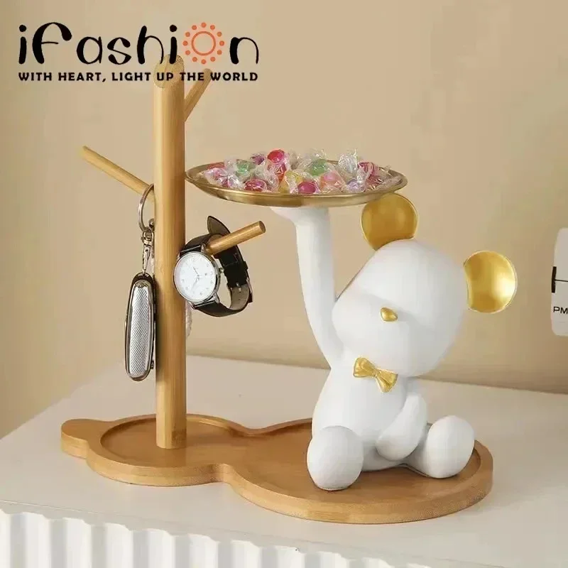 Декоративный поднос для ключей с маленьким медведем креативные подносы в
