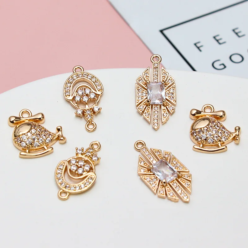 1 шт. инкрустированный цирконием медный небольшой самолет Любовь Стразы Крест