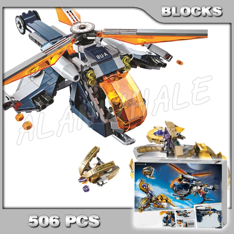 

506pcs Super Fighter Revengers Helicopter Drop Chitauris’ Leviathan Flyer 11507 Building Blocks Boy Compatible With Model