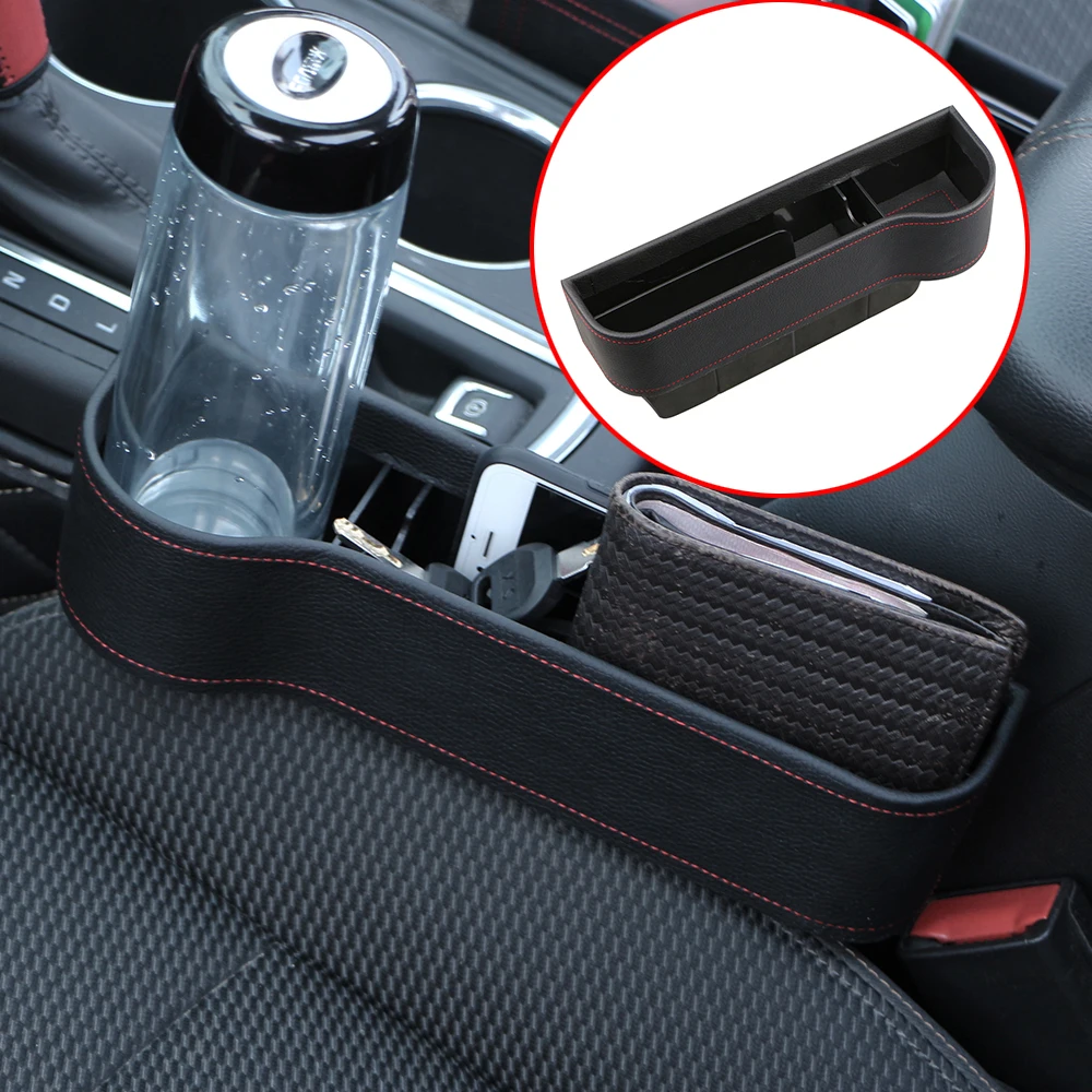 

Storage Box Car Organizer Seat Gap PU Leather Case Pocket Car Seat Side Slit for Wallet Phone Coins Cigarette Keys Cards Cups