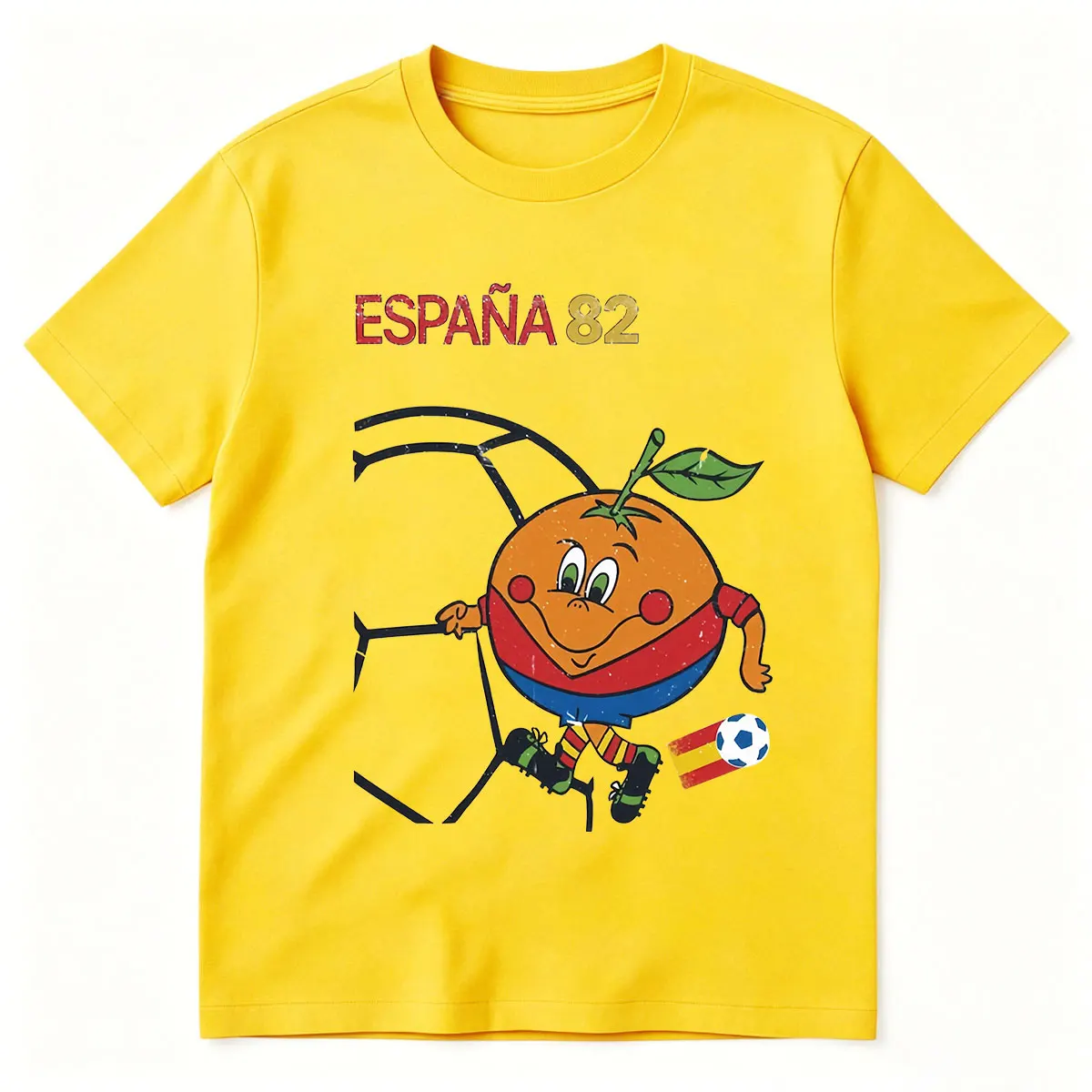 Фото Забавная футболка Naranjito Espana 82 Spain Mascot 1982 с изображением футбольной эмблемы, мужская и женская одежда, модные футболки в стиле Харадзюку с короткими рукавами №4