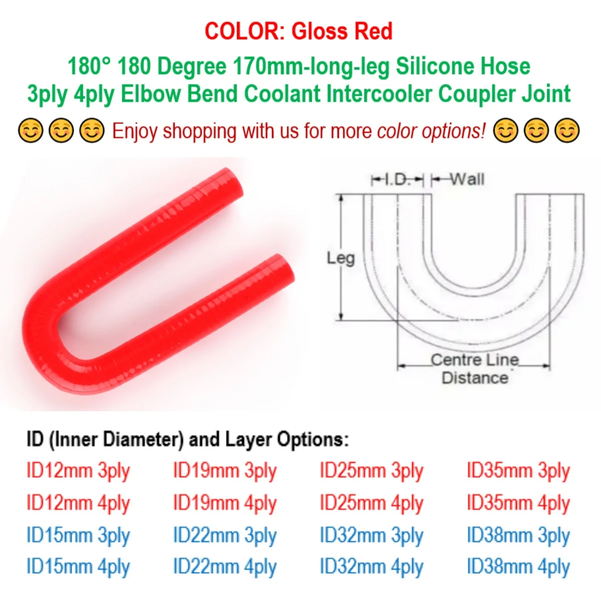 

Глянец красный 180° 180 градусов локоть шланг изгиб интеркулер трубы силиконовые охлаждающей жидкости ID 12 мм 15 19 мм 22 25 32 35 мм 38 170 мм-длинная нога