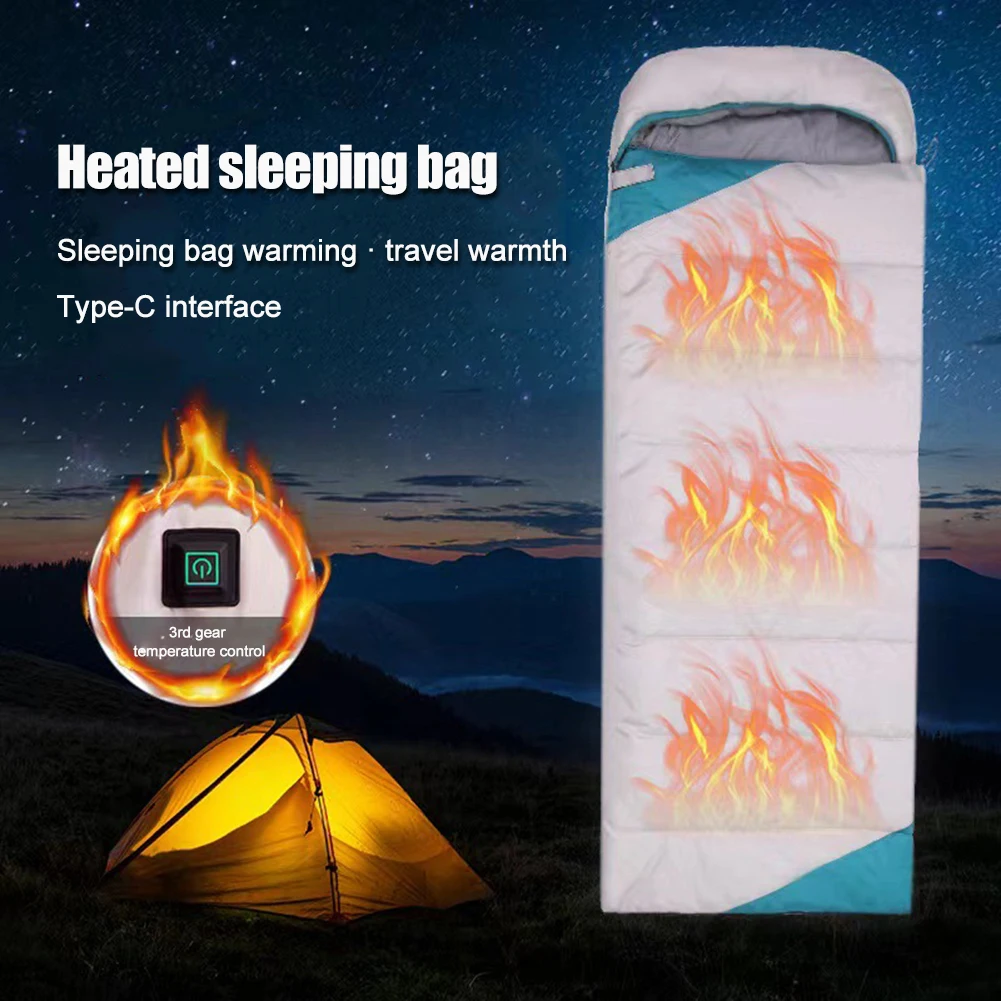 

Winter Electric Heated Sleeping Bag 3-Level Temperature Electric Heated Cushion Portable for Outdoor Camping For Travel Hiking