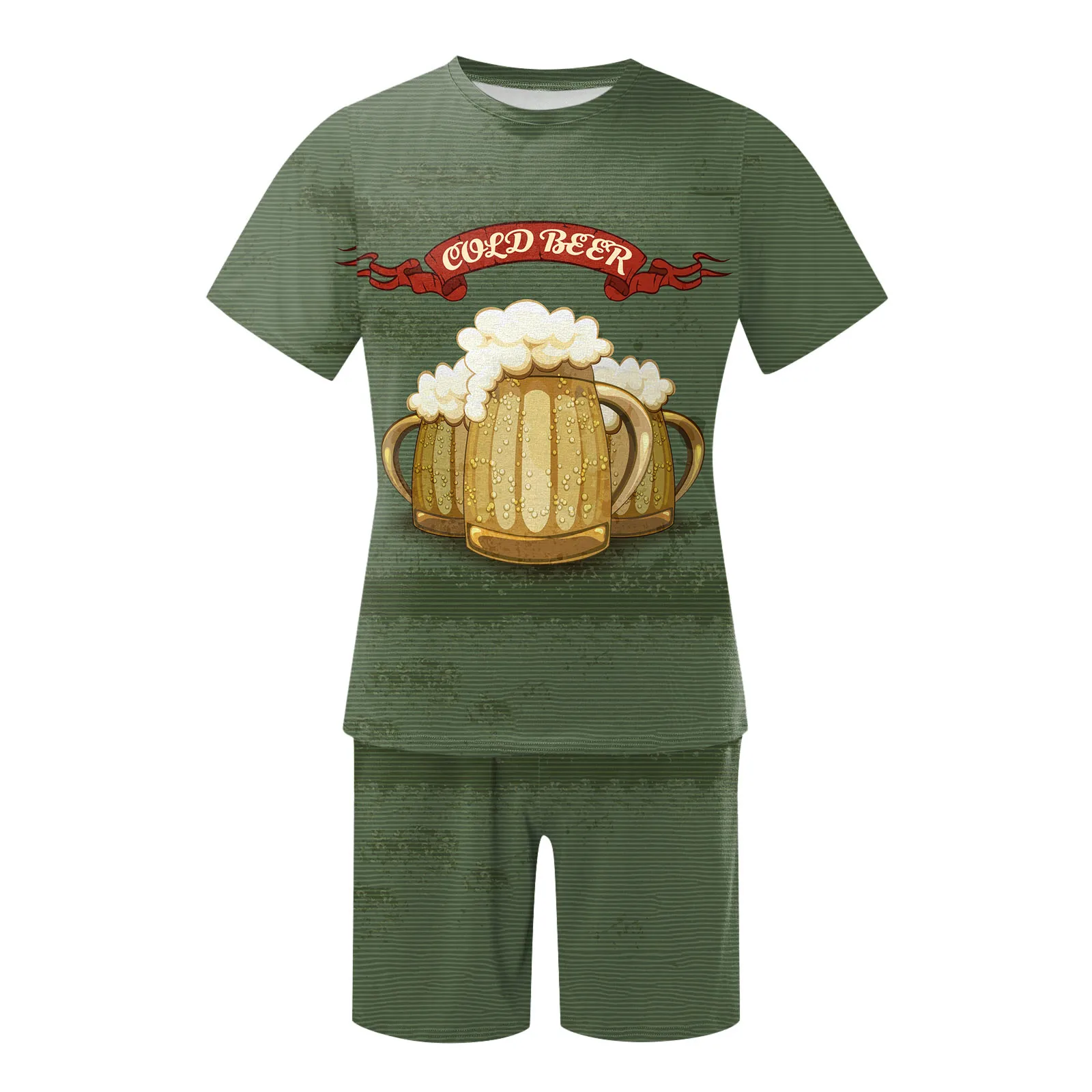 Men'S Sets Summer Printing Tracksuit Men New Fashion Casual Short Sleeves T-Shirt+Shorts 2 Piece Set Male Sportswear Oversized