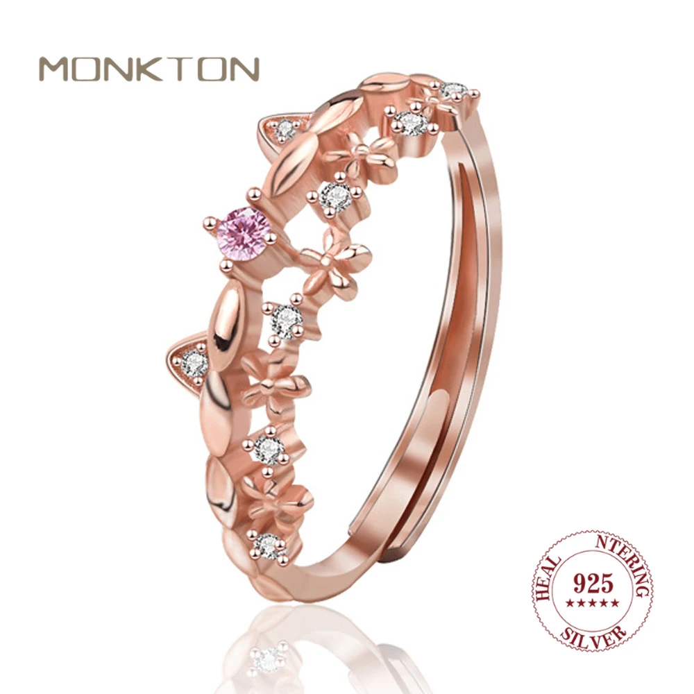 

Monkton S925 Sterling Silver Original Princess Ring for Women Jewelry LinaBell Rose Gold Fairy Ring Engagement Rings for Women