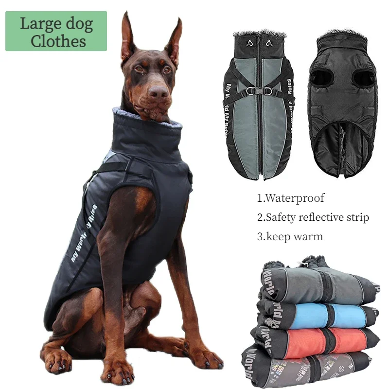 

Clothes For Large Dogs Waterproof Big Dog Vest Jacket Autumn Winter Warm Fur Collar Pet Dog Coat For French Bulldog Wilma Dog