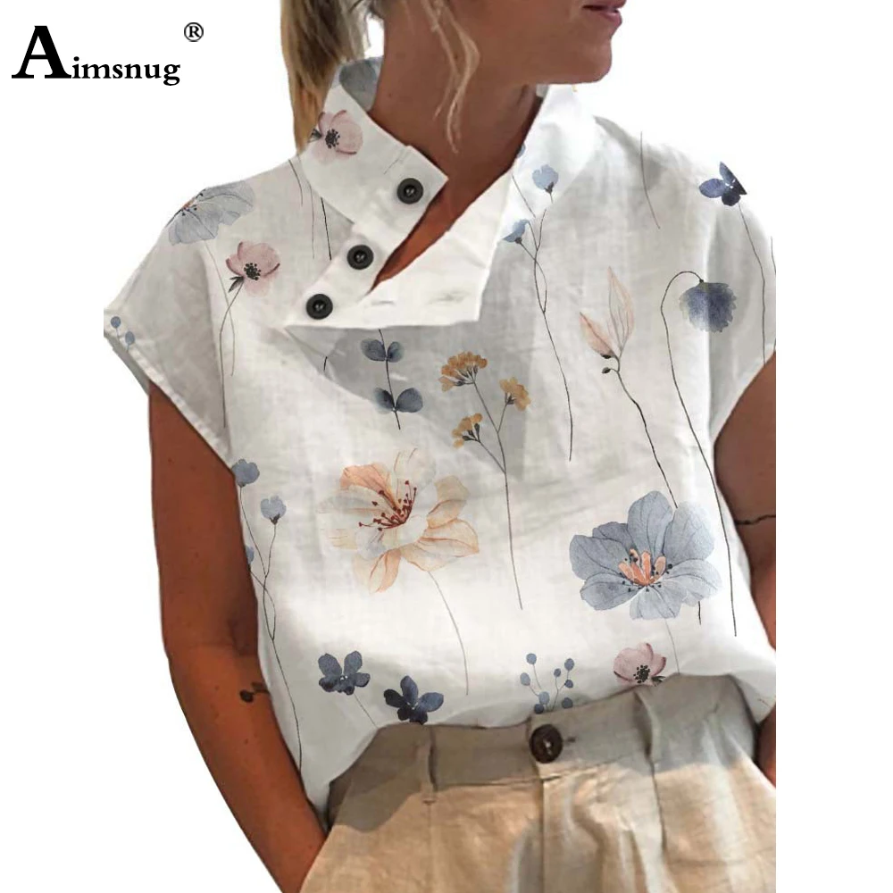 

Large Big 5xl Women Latest Casual Shirts Mock Neck Boho Flower Print Top Womens Elegant shirt blusas Tunic Femme Clothing 2023