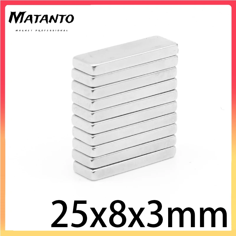 

5/10/20/30/50/100PCS 25*8*3 mm Quadrate Super Powerful Strong Magnetic Magnets N35 Block 25x8x3 mm Permanent NdFeB Magnet