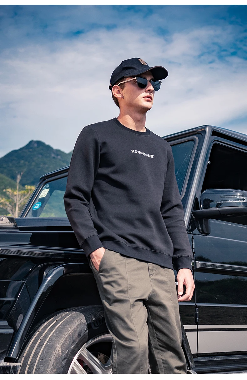 

2175 autumn new men's trend letter printing tops youth round neck Sweatshirts