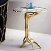 

Современный простой искусственный роскошный Диванный боковой столик из чистой меди, угловой столик, индивидуальный креативный стеклянный круглый журнальный столик для гостиной ta