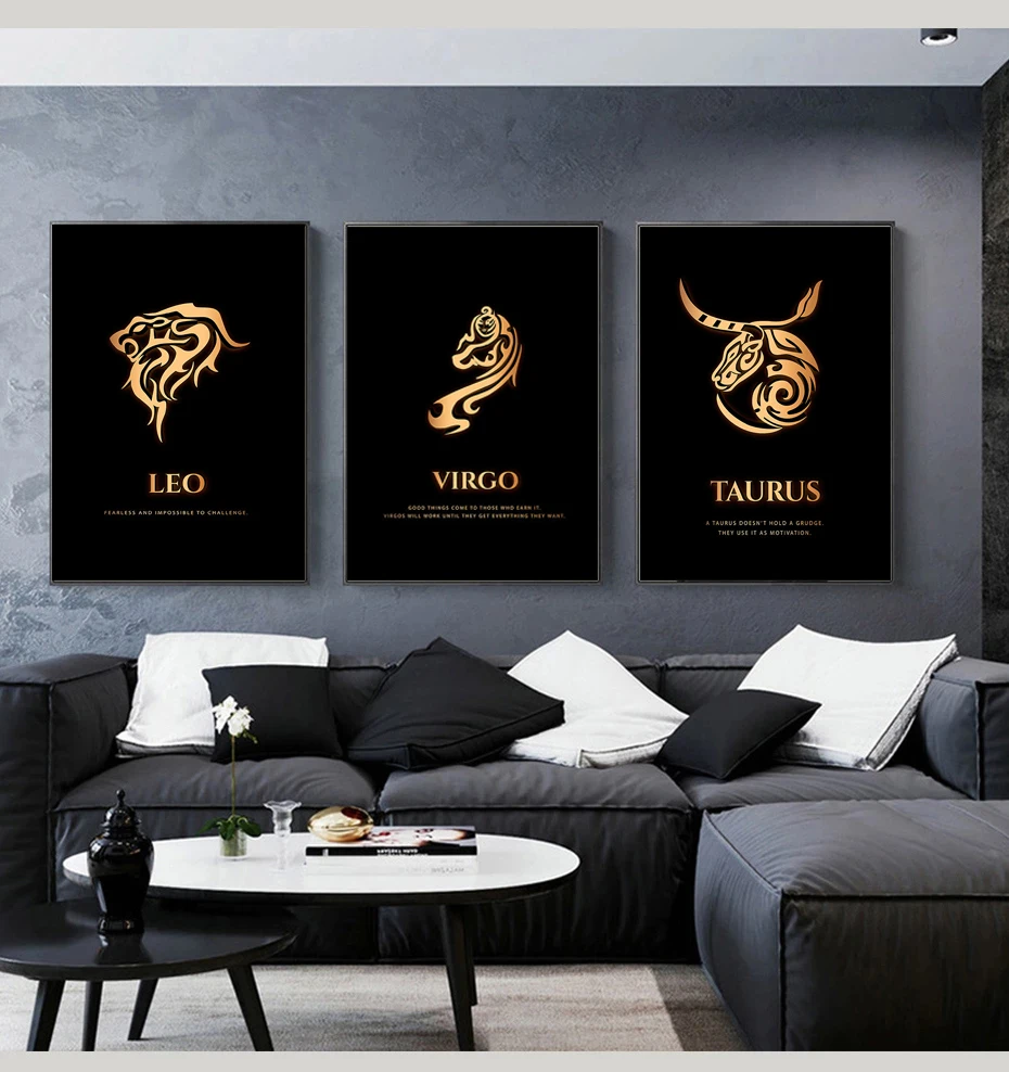 

Modern Gold 12 Constellations Canvas Art Decor Painting Wall Art Posters Prints Wall Pictures for Living Room Home Wall Cuadros