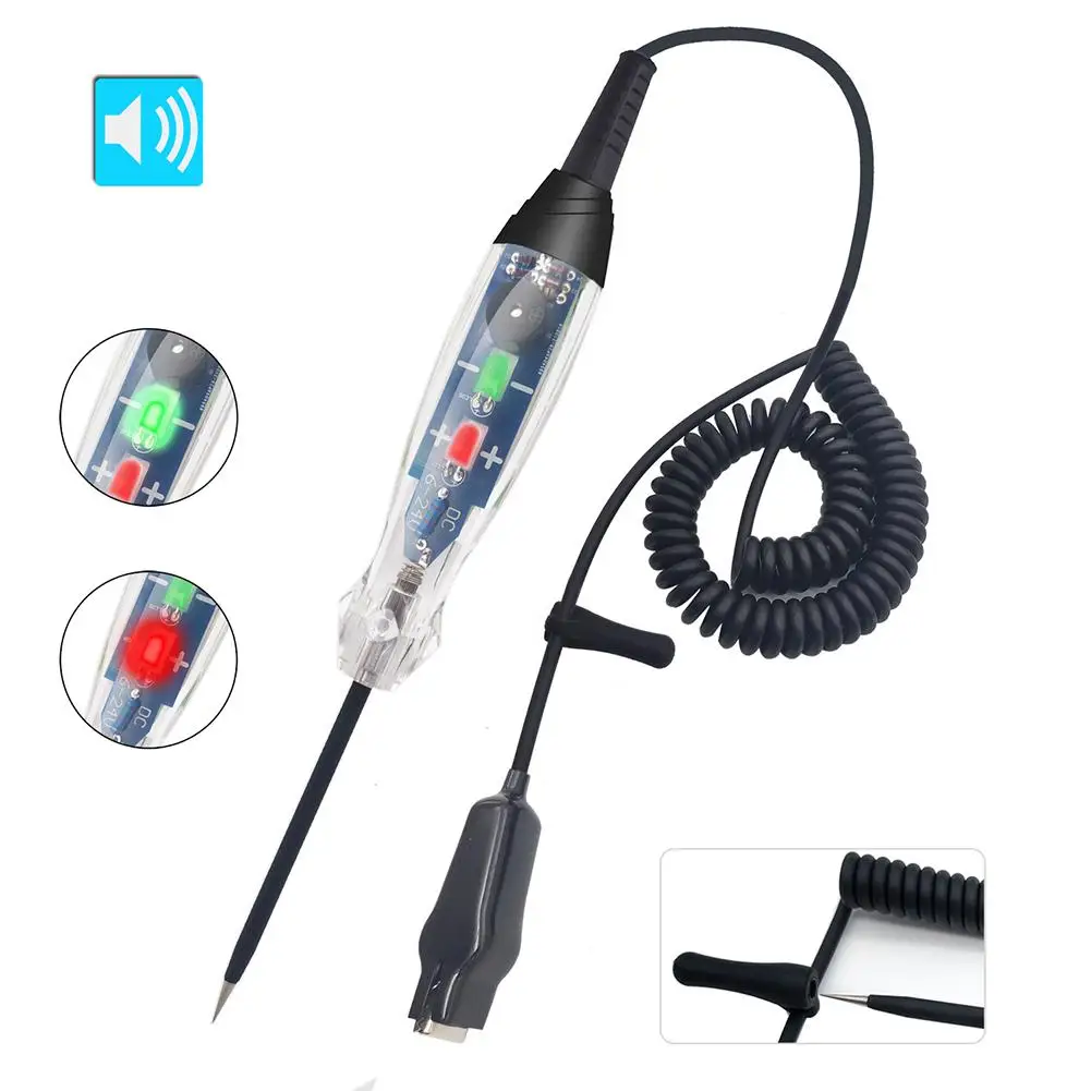Car Detection Pen LED Circuit Tester Sound Light Alarm Measuring Pen Double Indication Light Fault Maintenance Detector 6-24V
