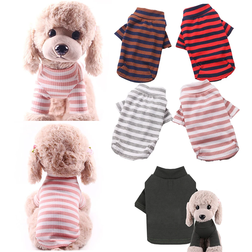 

Pet Dog Clothes Puppy Striped Vest T-shirt Cute Pajamas Winter Knitted Pets Pullovers Bottoming Shirt Dogs Costume Warm Sweater