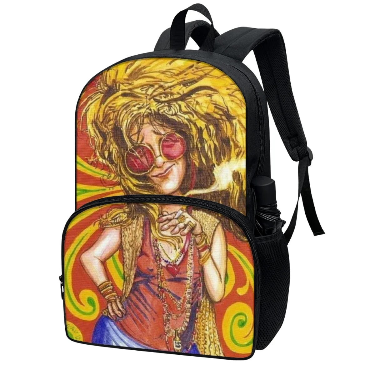 FORUDESIGNS Oil Painting Peaceful Hippie School Backpacks Students Utility Lightweight Schoolbags Double Zip Sports Bags Fashion
