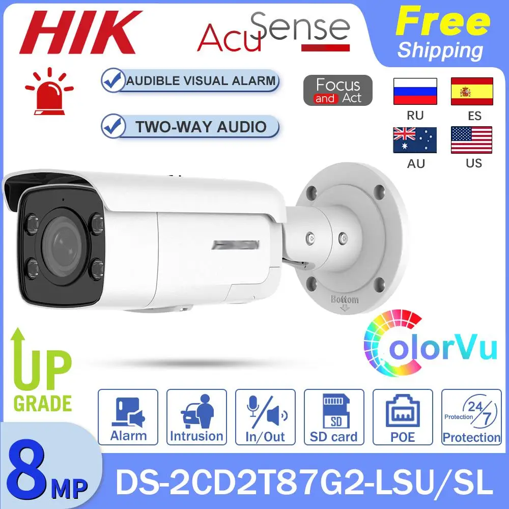 

Камера видеонаблюдения Hikvision, 8 Мп, цветная, стандартная/SL, 4K, наружная, полноцветная, Стробоскопическая, Стробоскопическая, звуковая сигнали...