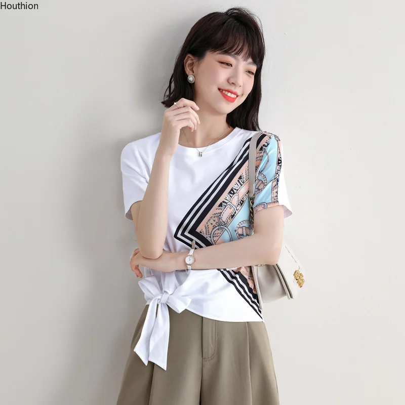 

Women's T-shirt Printing O-neck Tees Fashion Top Casual Loose Cotton T Shirt Short Sleeve Summer Female Clothes