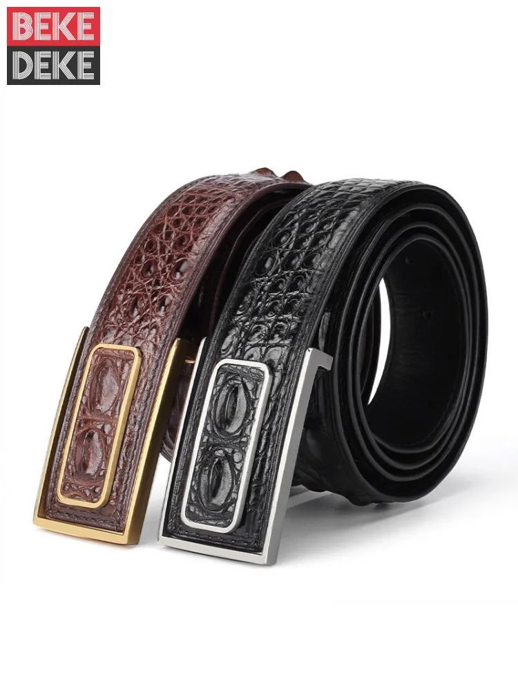 New Crocodile Leather Mens Belt Fashion Metal Flat Buckle Adult Luxury Brand Business Casual Waist Belts Male Strap Waistband