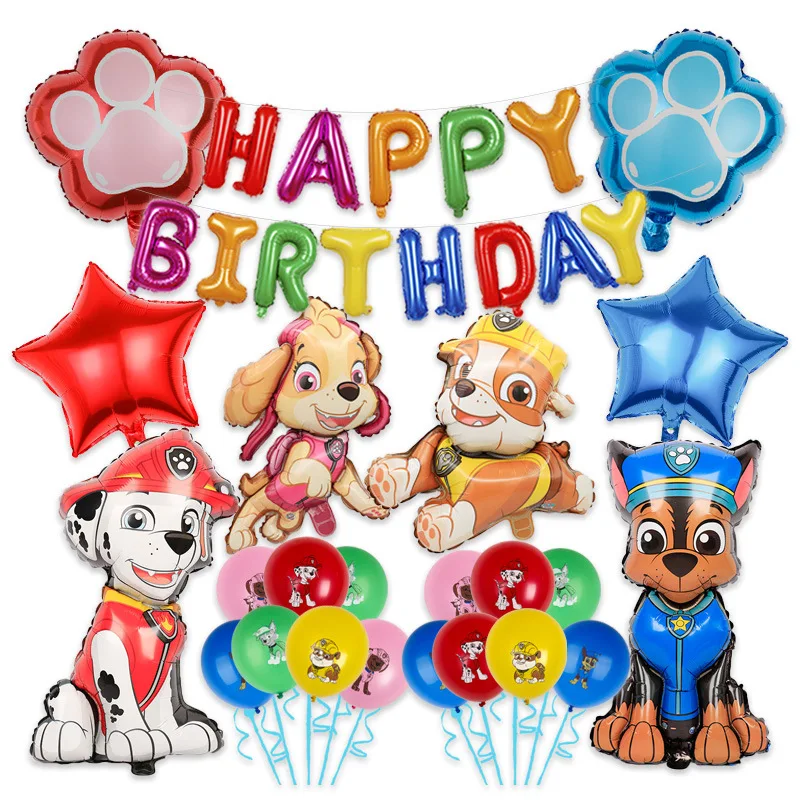 

Paw Patrol Cartoon Theme Aluminum Film Balloon Set Children's Birthday Party Layout Party Supplies A set of 24 Site Layout