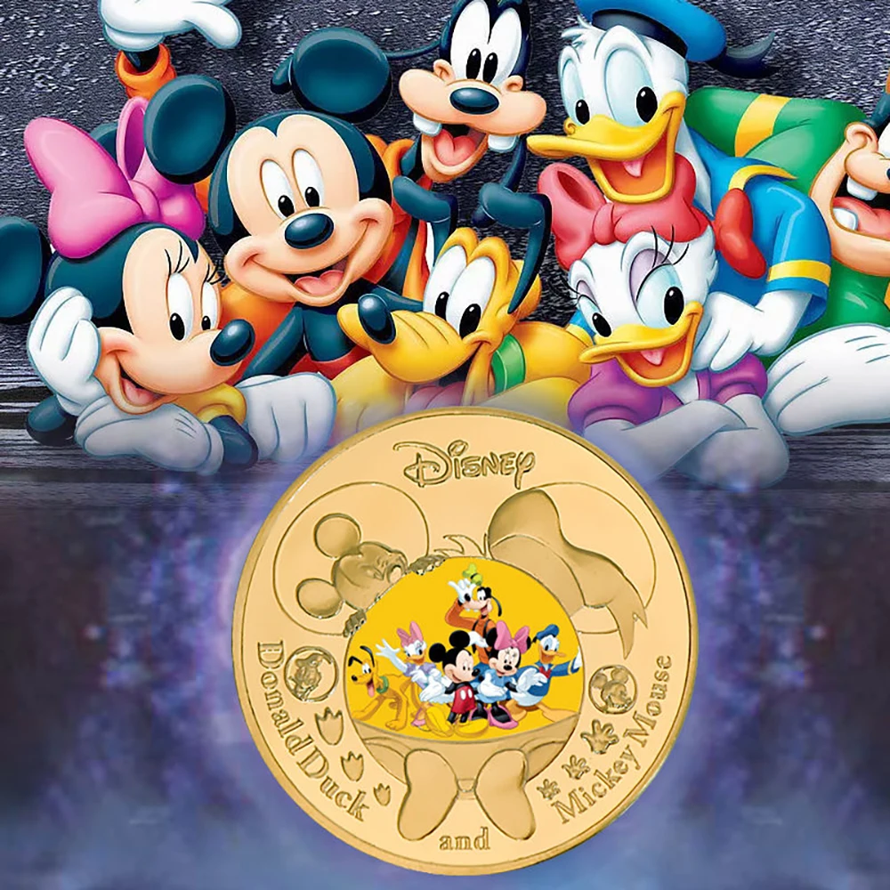 Монеты из мультфильма Микки Маус и Дональд Дак с золотым покрытием для детей