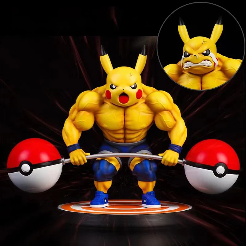 

Экшн-фигурка Pokemon Super Man для фитнеса, модель 14 см, мощная, с возможностью замены головы, Пикачу, подъемная штанга, статуэтка ручной работы, игрушки в подарок