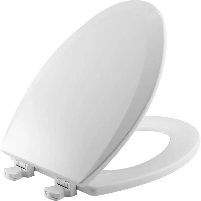 

Elongated Enameled Wood Toilet Silver Removes for