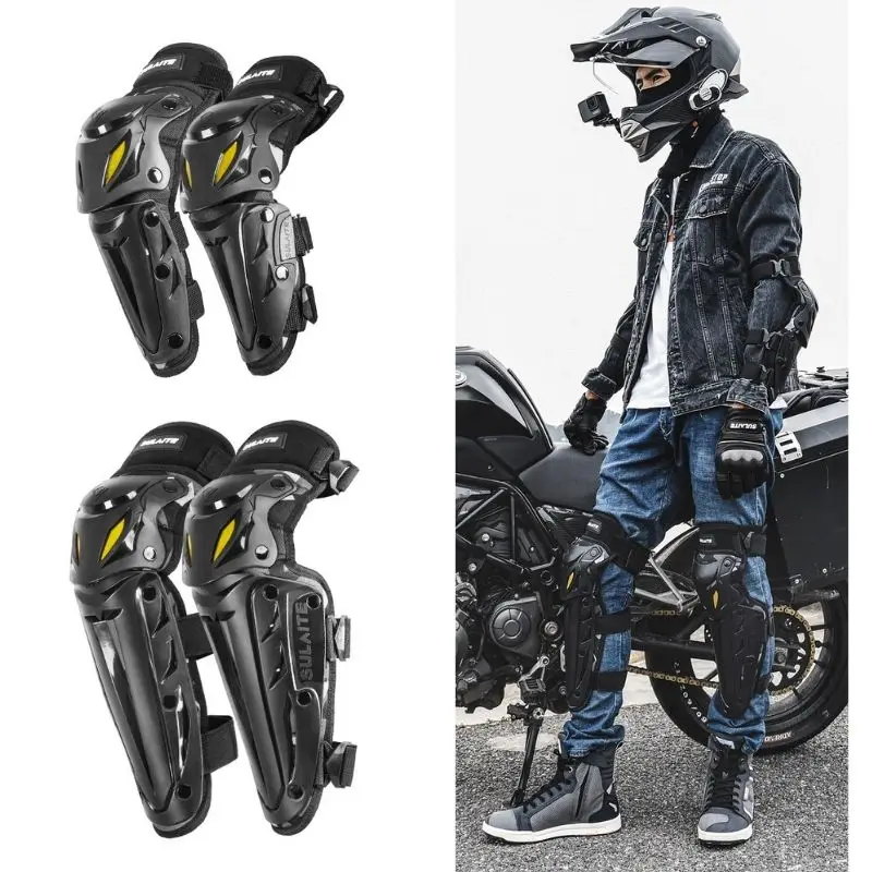 

SULAITE 2/4pcs Reflective Knee Elbow Combo Motorcycle Knee Pads Protective Gear Equipment Motocross Motorbike Protection