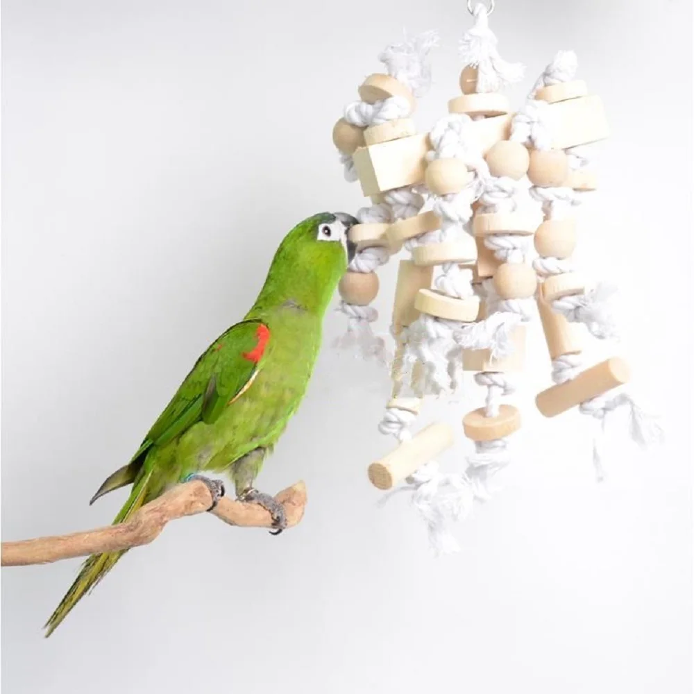 

LHXMAS PET STORE Parrot Bite Pet Toy Bird Color Building Blocks Nibbling String White Color Matching