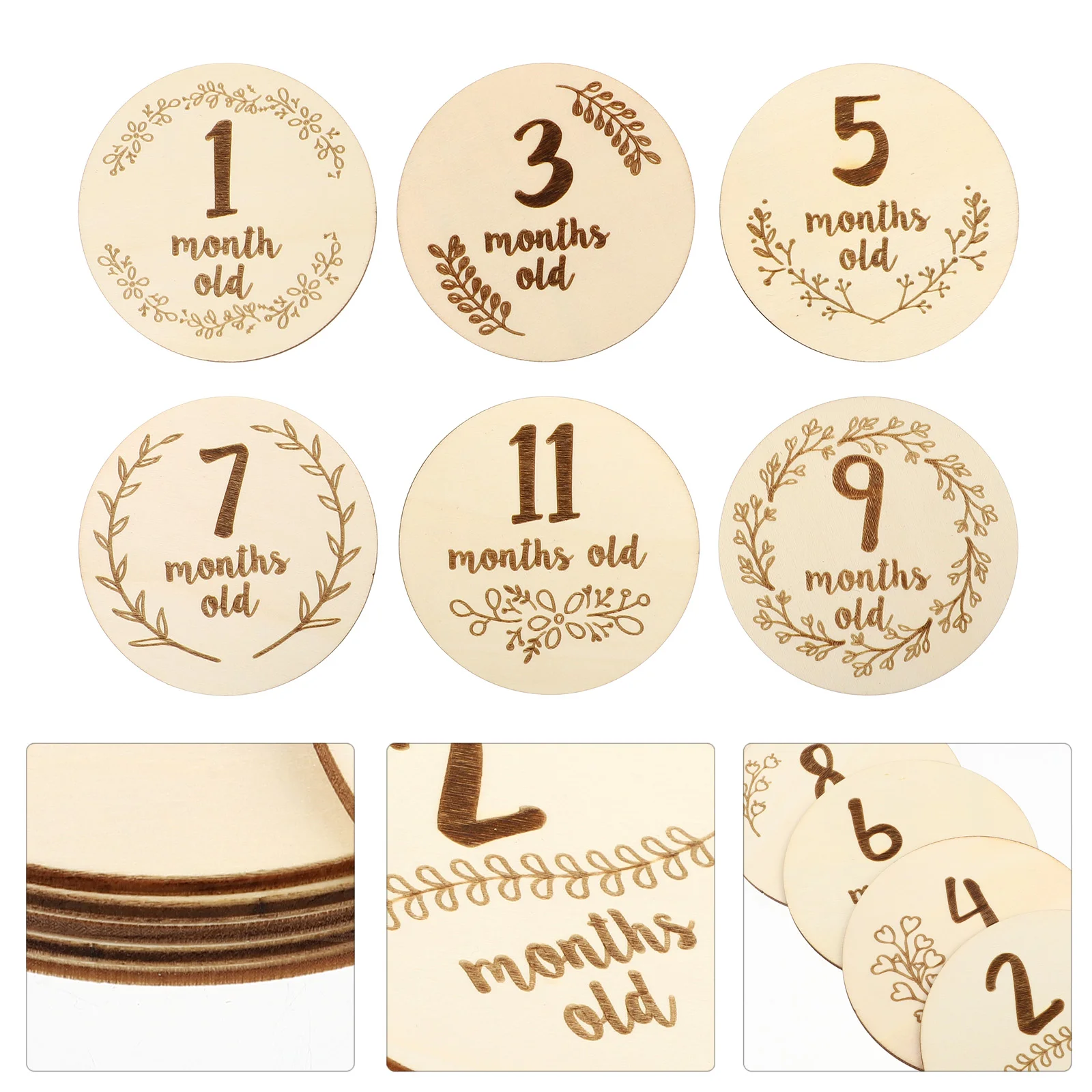 

6pcs Double-sided Baby Birth Month Cards Commemorate Milestone Cards Photo Props