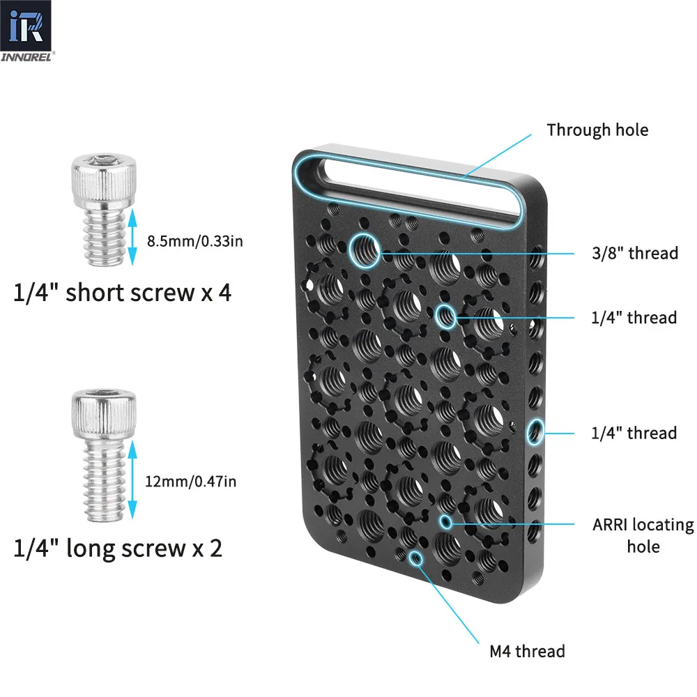 Фото Многофункциональная монтажная пластина INNOREL CP1107 11*7 см с встроенными отверстиями ARRI для крепления на штатив камеры №3