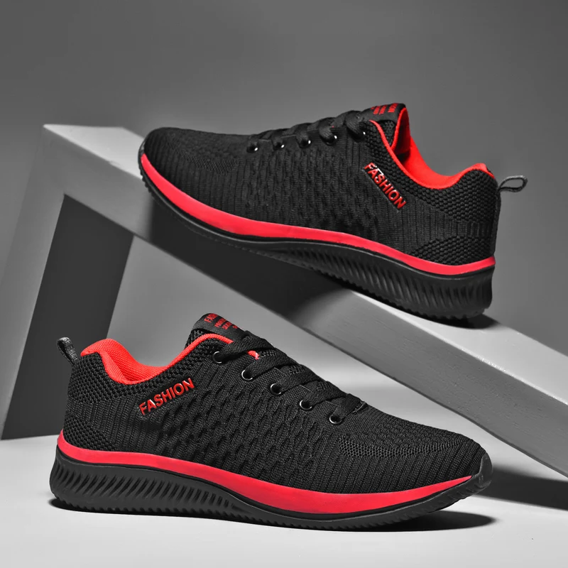 Sneakers Men Women 2022 Hot New Stretch Fabric Breathable Running Sport Shoes Trend Light Soft Hole Sole Comfortable Black Shoes