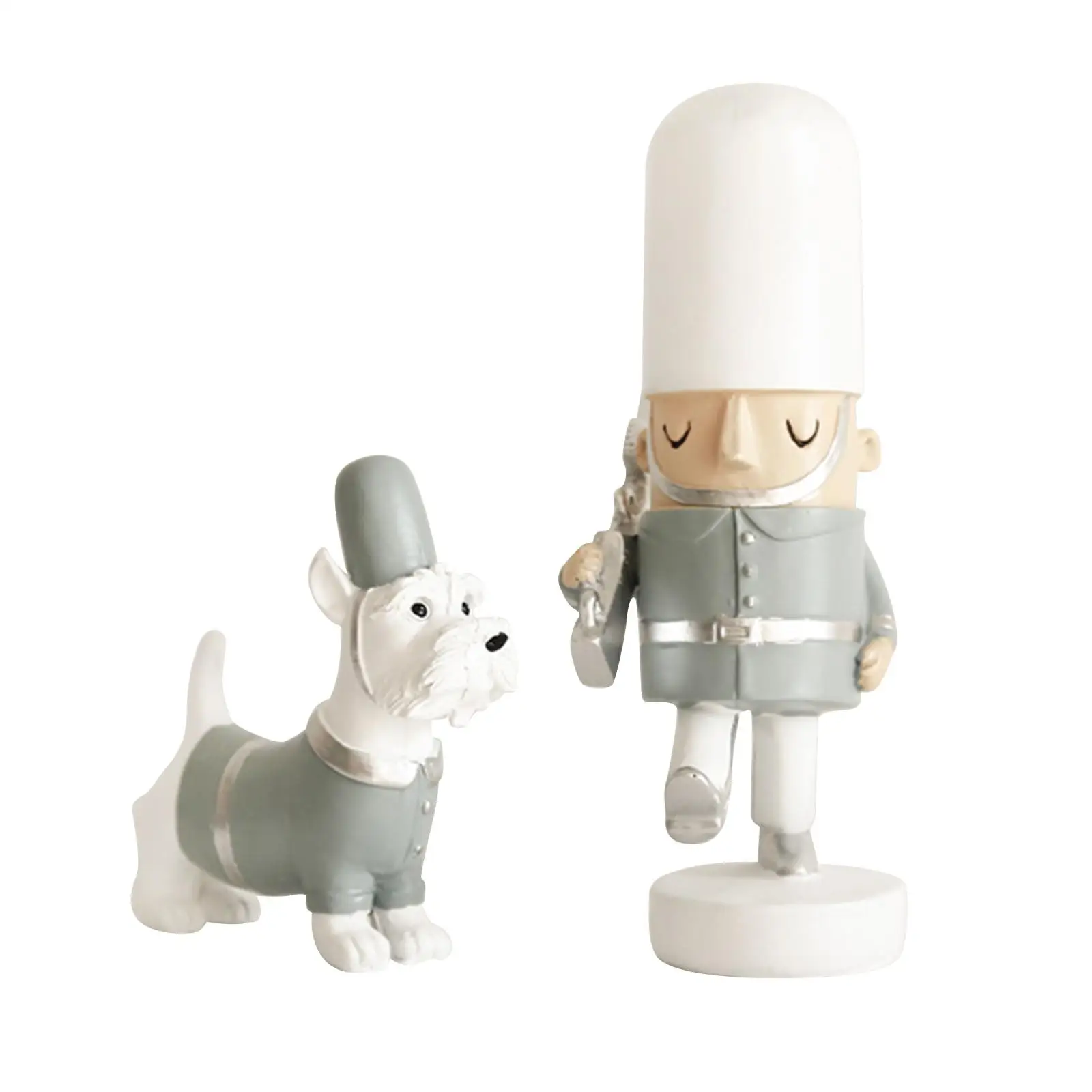 

Resin Nutcracker Soldier and Dog Figurines Crafts Holiday Christmas Cake Topper Puppet Home Tabletop Decoration