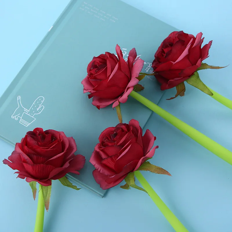 

16PCS Neutral pen creative simulation red rose signature pen student office signature pen