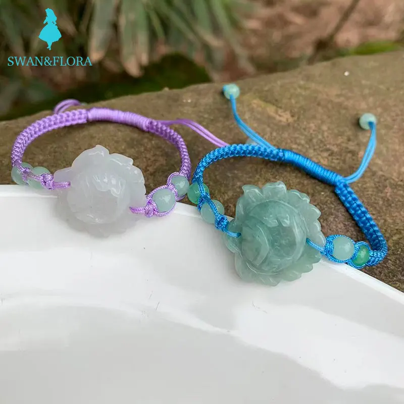

Natural Burma Jade Bracelet flower Jewelry Green Emerald Bracelets For Women Bracelets Gift Bangles Genuine