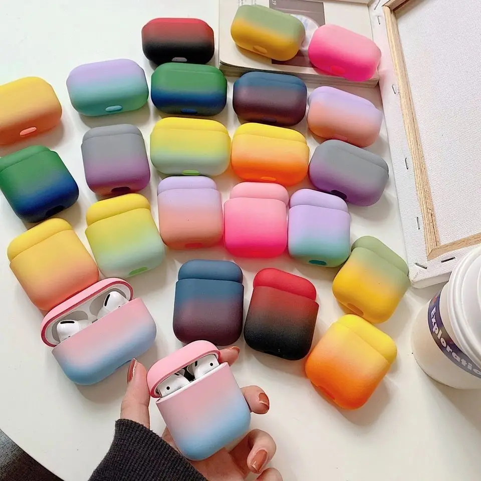 

For Airpods1/2/3 Generation Gradient headphone case Rainbow Hardcase Case pro Apple Wireless Bluetooth Simple case