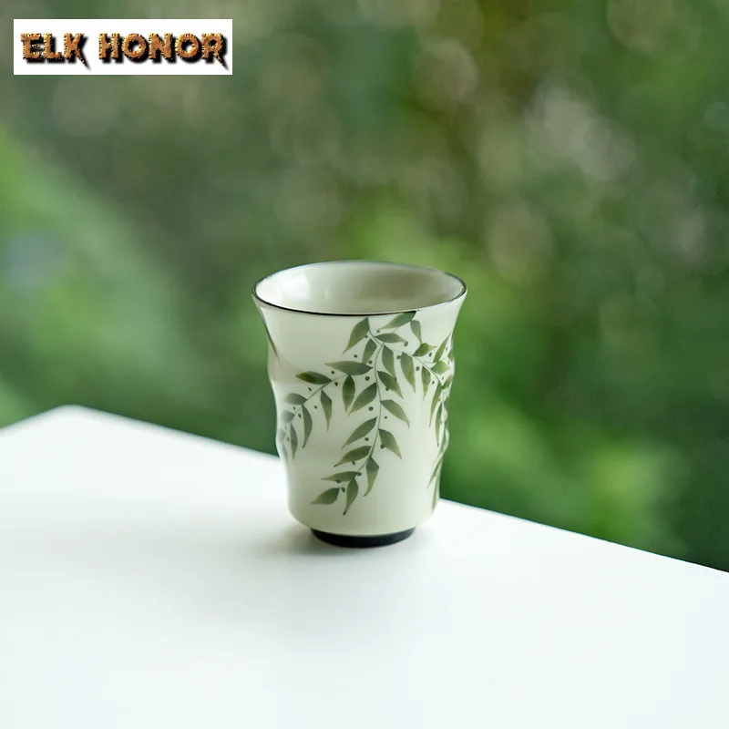 2 шт./компл. чашка Plant Ash Master зеленая бамбуковая с ручной росписью маленькая