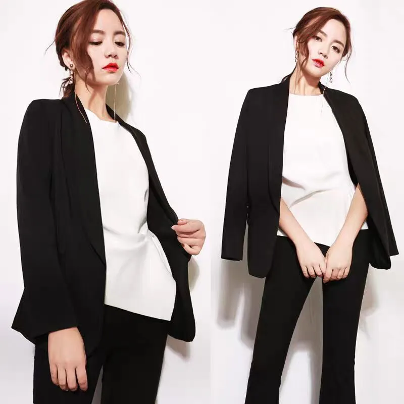 Chic White Blazers for Women Spring 2023 Casual Coat Black Female Jacket Suit Basic Slim Summer Blazer Ladies Tops Office Korean