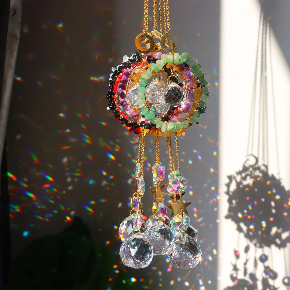

Crystal Wind Chimes Sun Catcher Hanging Diamond Prism Pendant Rainbow Chaser Light Catcher Home Garden Decor Windchime Ornament