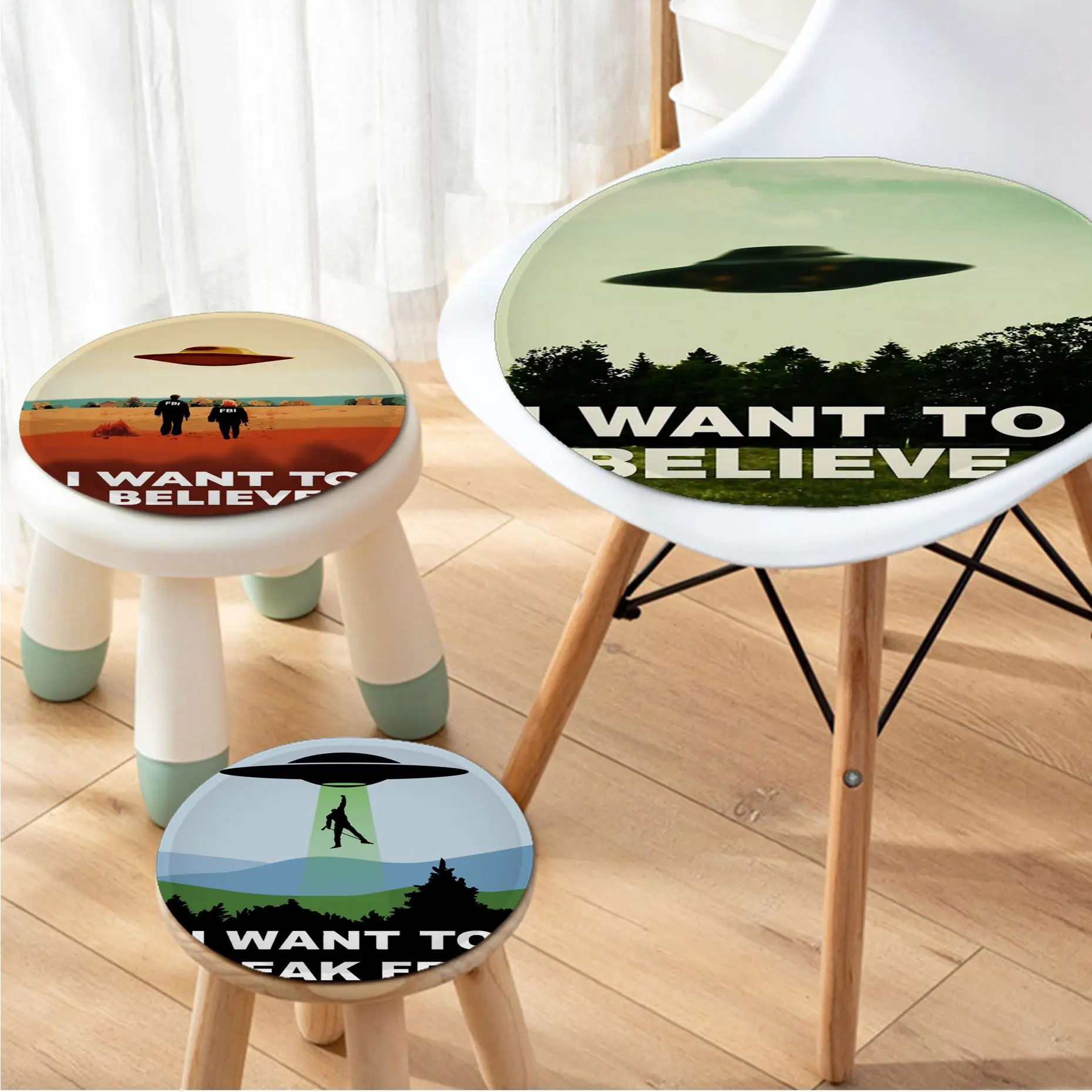 

The X-Files I Want To Believe Fabric Cushion Non-slip Living Room Sofa Decor Students Stool Tatami Office Cushion Pads