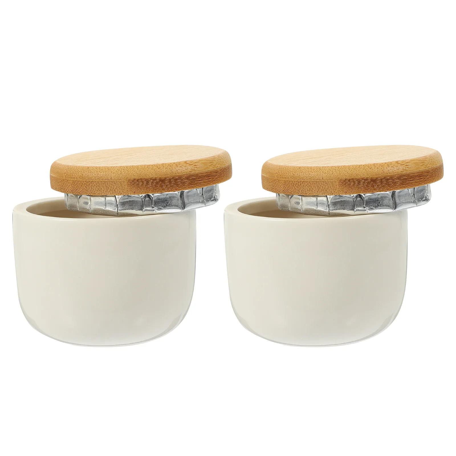 

2 Pcs Bamboo Lid Ceramic Jar Coffee Beans Storage Sealing Tea Canister Container Leaf Holder Spice Containers Lids Bulk
