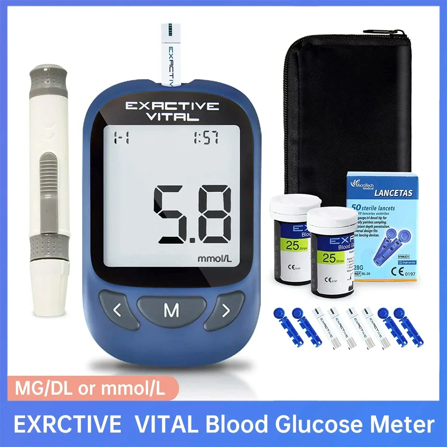 ЭКСКАКТИВНЫЕ наборы тестеров уровня глюкозы в крови mg/mmol с 50 тест-полосками и