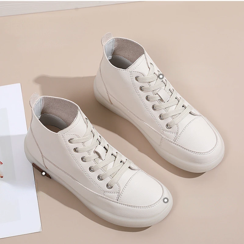 2022 New Women's Boots Fashion White Shoes Flat Soft Comfortable Leisure Sports Shoes All-match High-top Ankle Boots