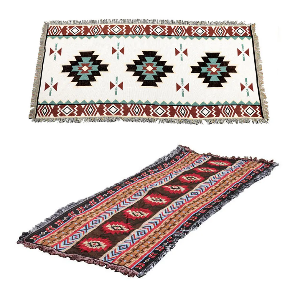 

Tribal Blankets Indian Outdoor Rugs Camping Picnic Blanket Boho Decorative Bed Blankets Plaid Sofa Mats Travel Rug Tassels Linen