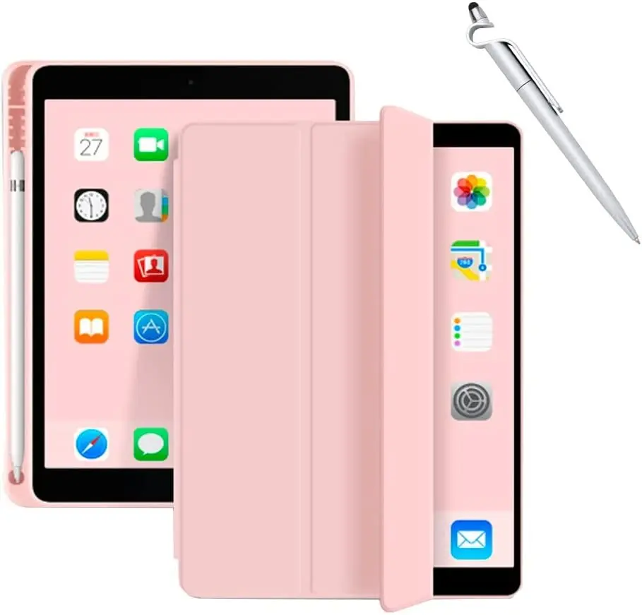 

2023 Capa Premium P/iPad 9/8 / 7 Geração 10.2 + Caneta Touch (Com Espaço Para Pênsil) - Store (Rosa Bebe)