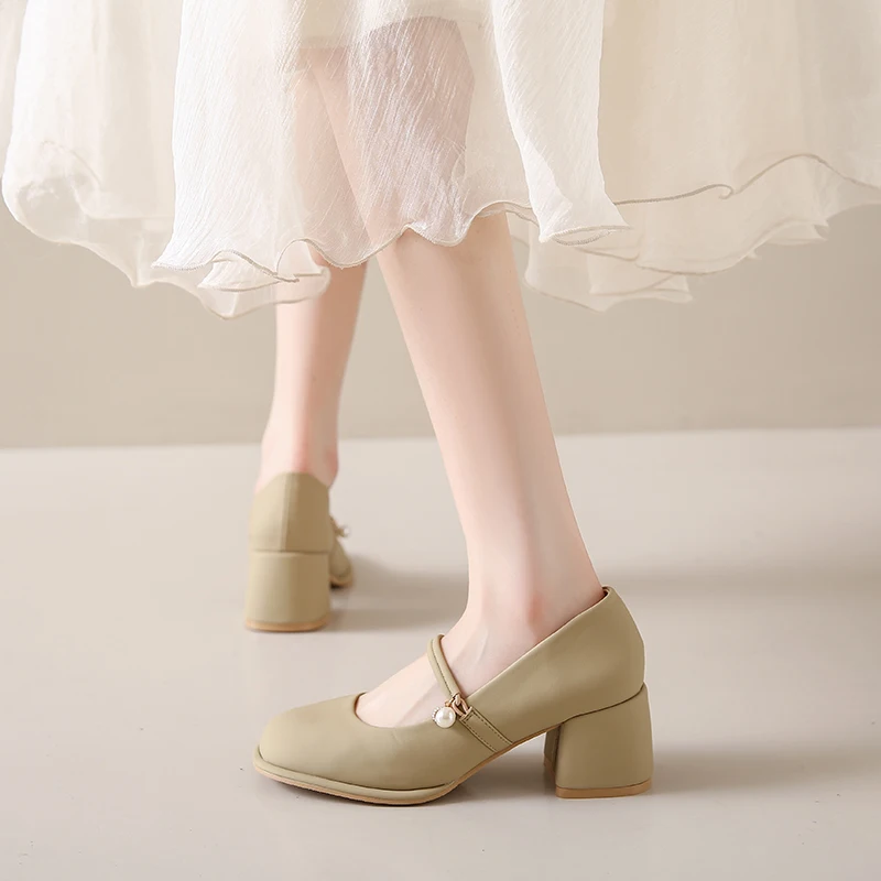 Туфли-лодочки женские на высоком каблуке с круглым носком