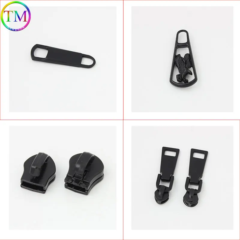 10-50 Pieces Matte Black Metal Zipper Slider Puller Zip Head Eagle Shape Replacement For Zipper Head For Diy Repair Accessories